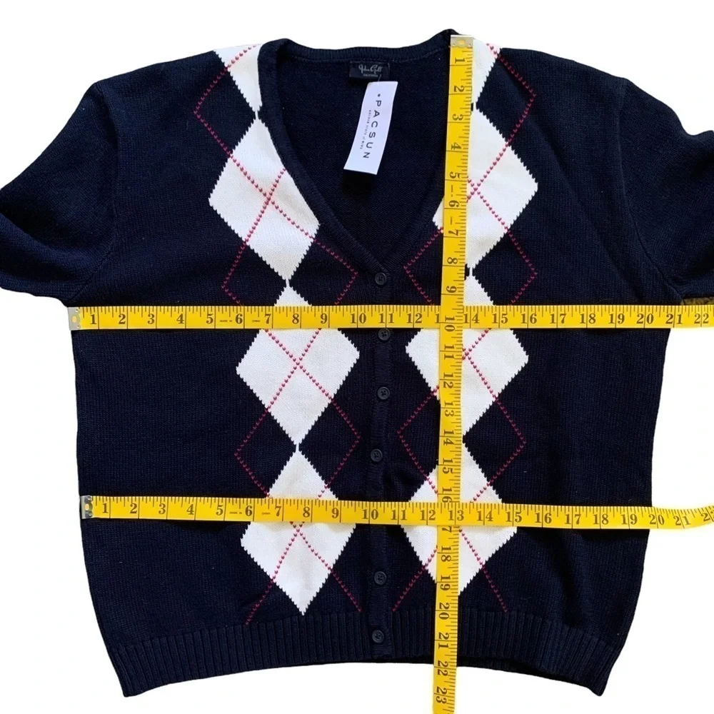 John Galt Pacsun New With Tags Navy & White Elizabeth Argyle Cardigan Size OS